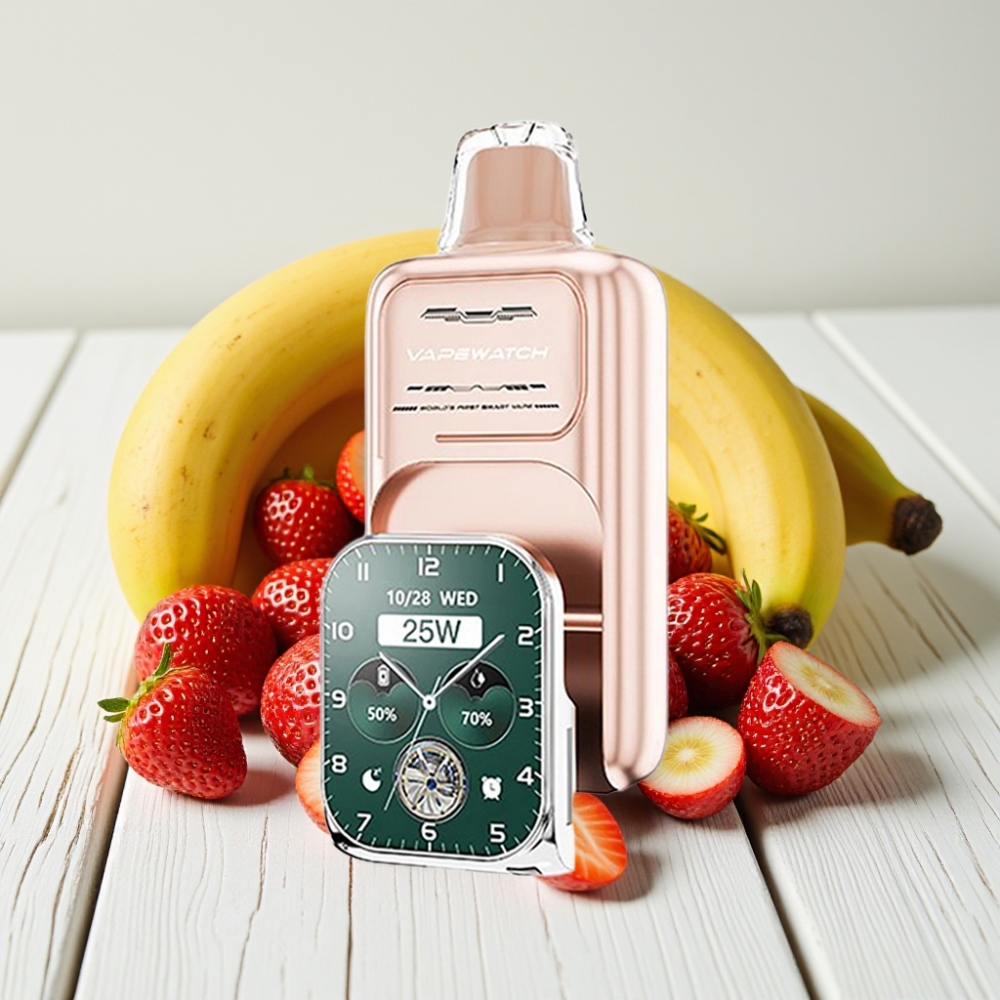 JNR VapeWatch 30000 Puffs Braškės-Bananai, 19mL, 5% nikotino, Type-C