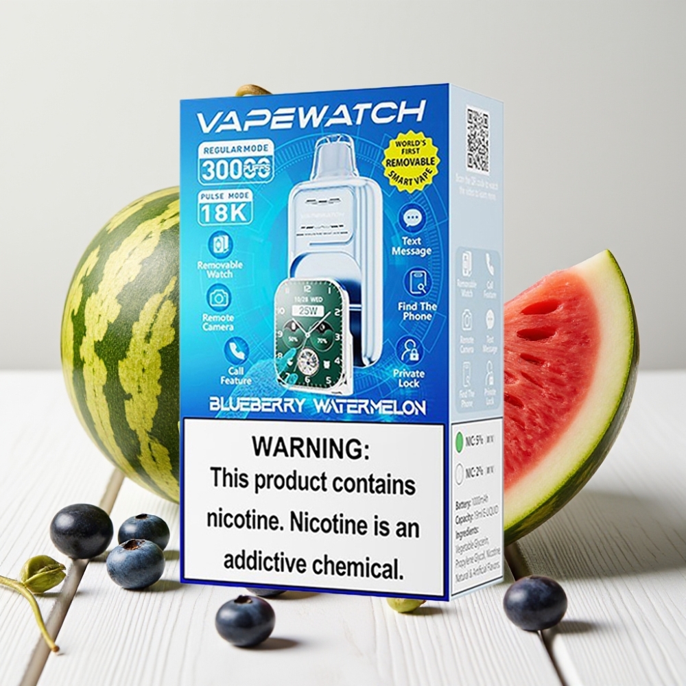 JNR VapeWatch 30000 Puffs, Mėlynės Arbūzas, 1000mAh, 19mL, 5% nikotino