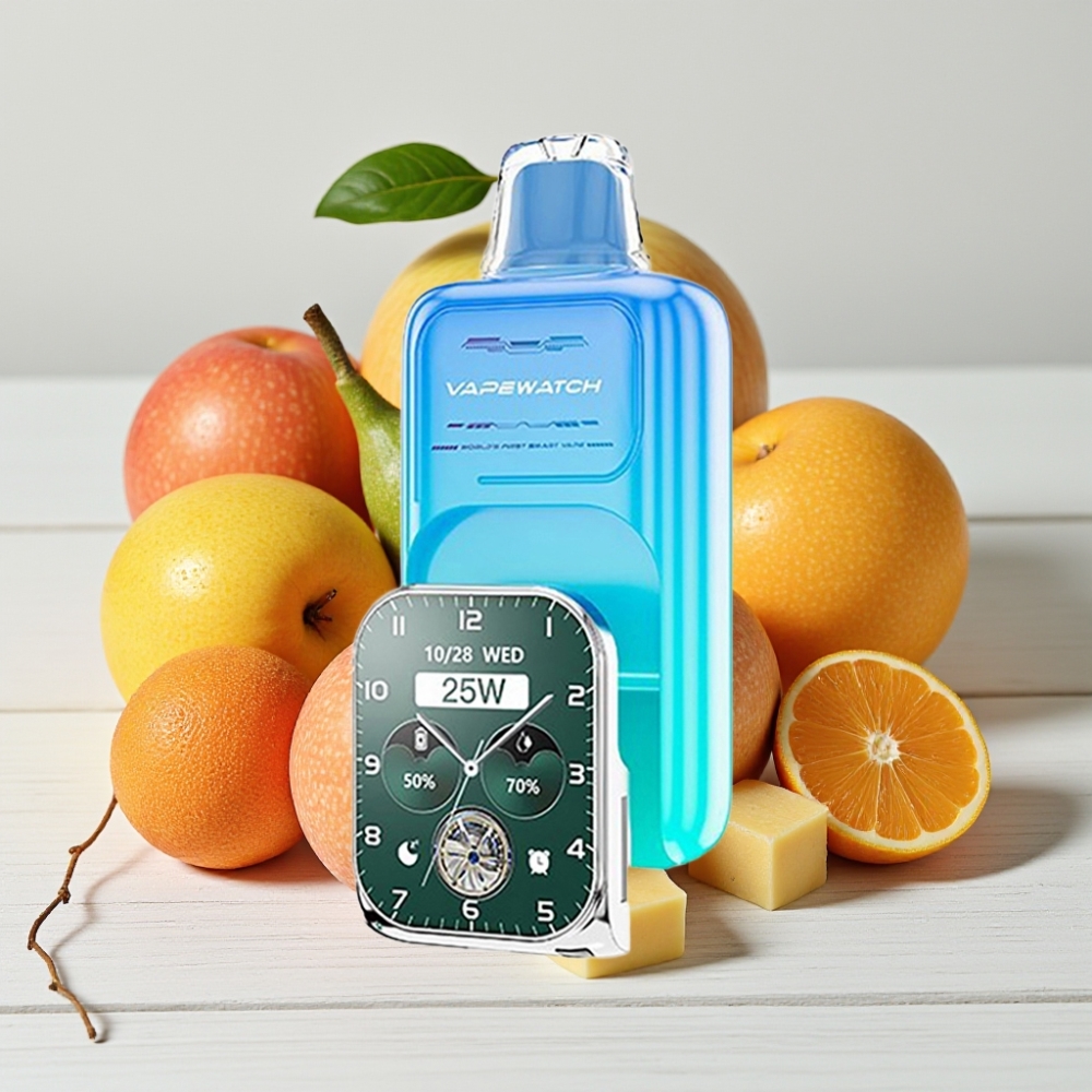 JNR VapeWatch 30000 Puffs Rūgštus Obuolys Su Mėtų Skoniu, 19mL, 5% Nikotino, Type-C