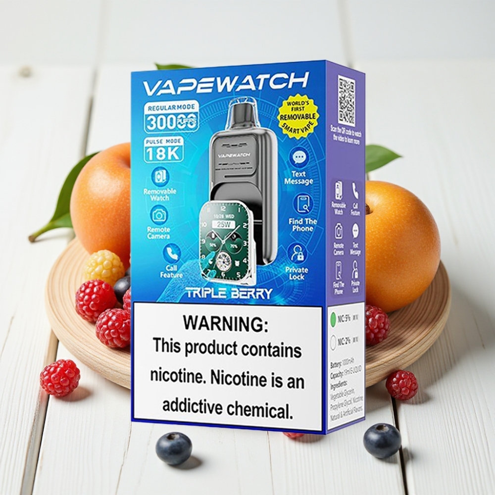 JNR VapeWatch 30000 Puffs Vienkartinis Veipas Trigubu Uogų, 19mL, 5% nikotino, Type-C