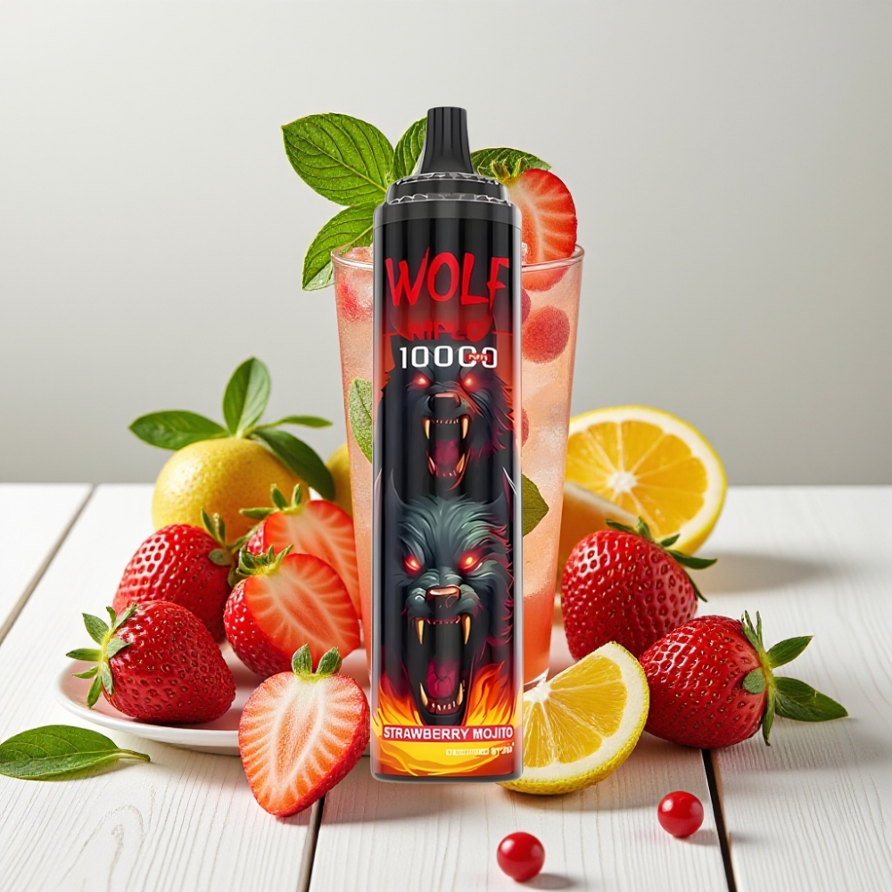 JNR Wolf Niplo 10000 Puffs Braškės Mojito, 20ml, 5% nikotino, Type-C
