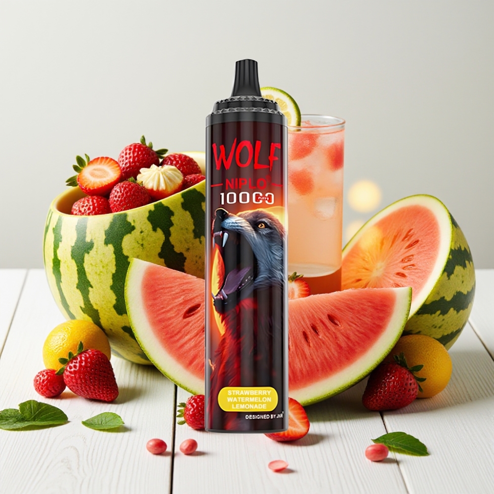 JNR Wolf Niplo 10000 Puffs Braškynės Arbūzo Limonado Vienkartinis Veipas, 20ml, 5% Nikotino, Type-C