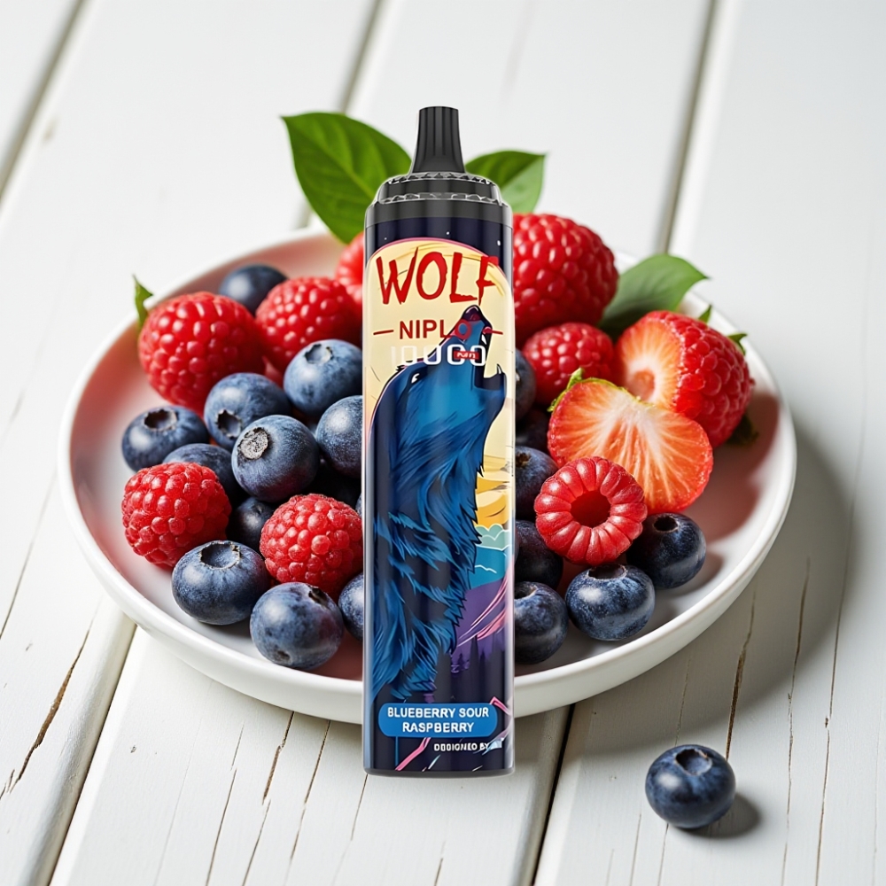 JNR Wolf Niplo 10000 Puffs Vienkartinis Veipas Mėlynųjų aviečių ir raudonųjų aviečių skonis, 20ml, 5% nikotino, Type-C