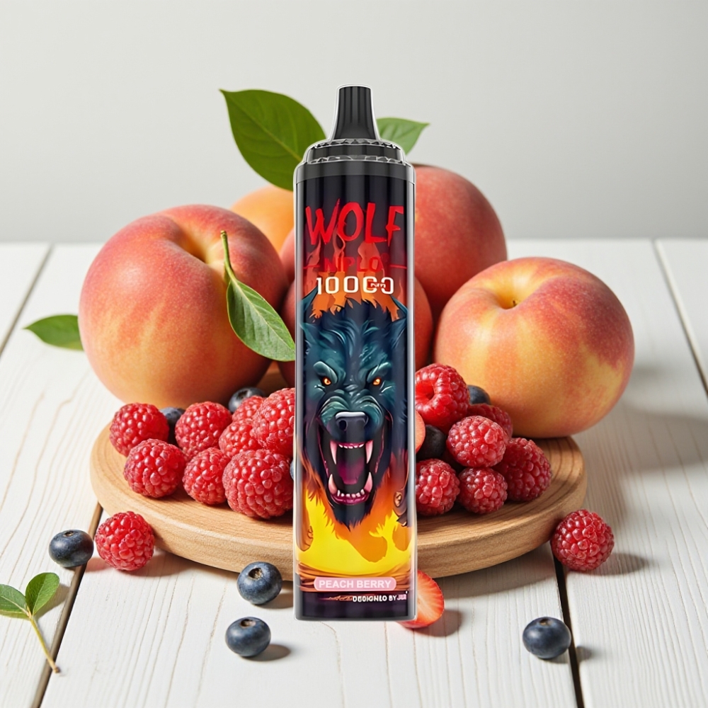 JNR Wolf Niplo 10000 Puffs Vienkartinis Veipas Persikų Uoga 20ml 650mAh Type-C