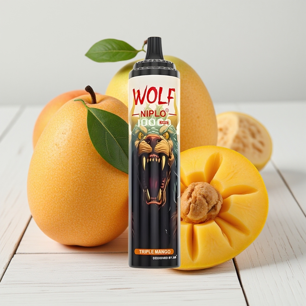 JNR Wolf Niplo 10000 Puffs Vienkartinis Veipas Trigubas Mango, 20ml, 5% Nikotino, Type-C