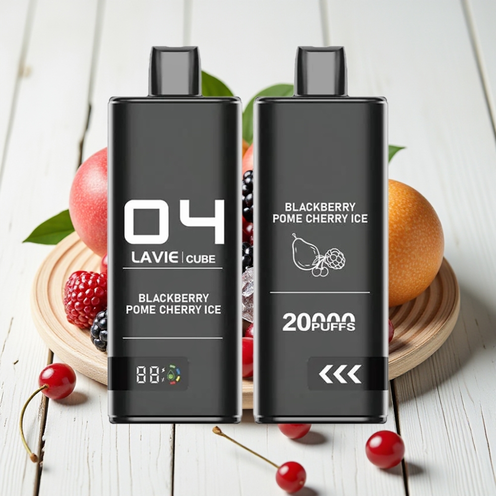 Lavie Cube 20000 Puffs Vienkartinis Veipas Juodųjų Serbentų Granatų Ledas – 28ML, 600mAh, Type C
