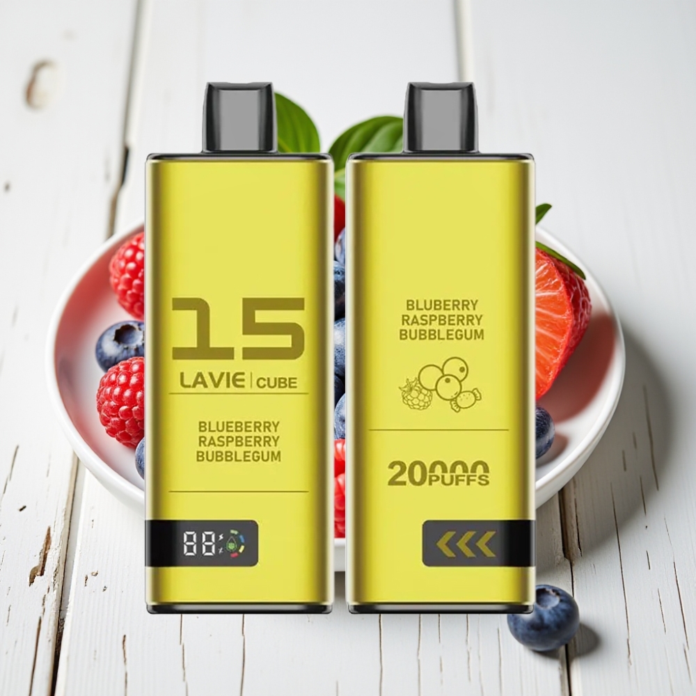 Lavie Cube 20000 Puffs Vienkartinis Veipas Mėlynųjų Aviečių Surburbulių Guminukai, 28ML, 5% Nikotino, Type C