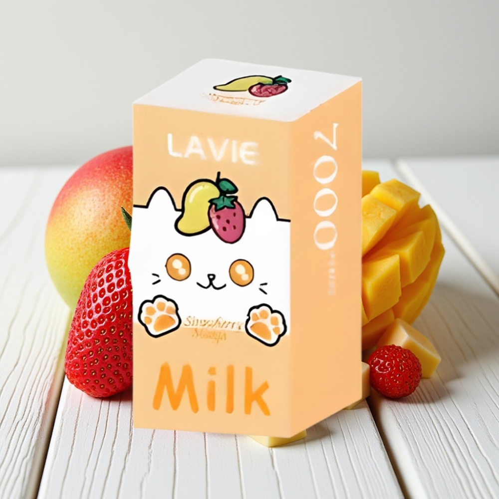 LAVIE Milk 7000 Puffs – Braškių Mango, 16ML, 600mAh, Type C