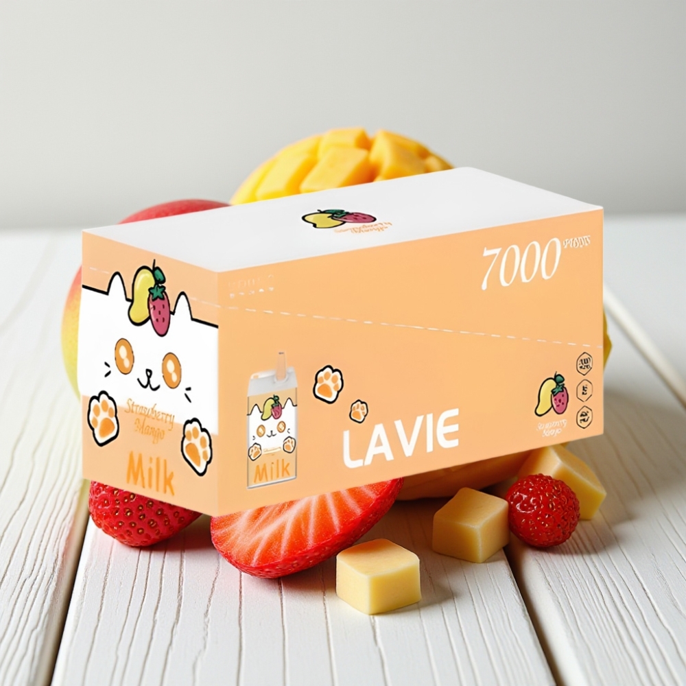 LAVIE Milk 7000 Puffs – Braškių Mango, 16ML, 600mAh, Type C
