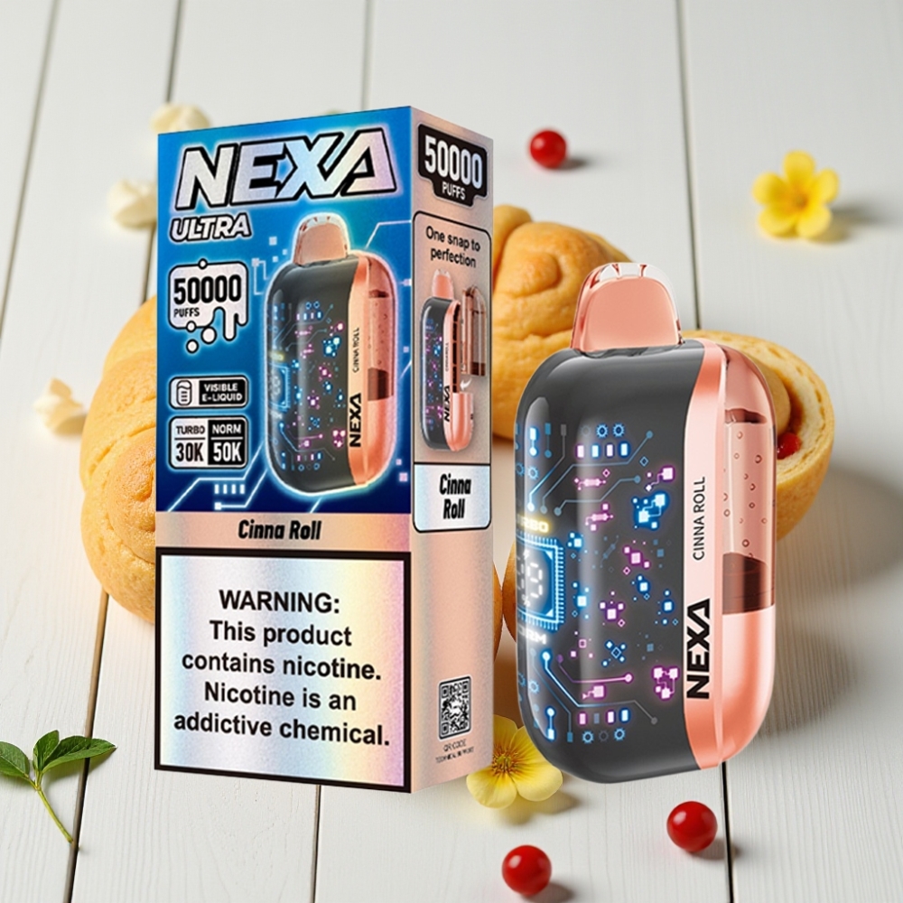 NEXA Ultra 50K Vienkartinis Vapas Cinamoninė Bandelė | 20ml, 800mAh, 5% nikotino