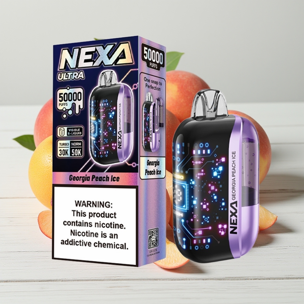 NEXA Ultra 50K Vienkartinis Vapas Georgijos Persikas su Ledu – 20ml, 800mAh, 5% Nikotino