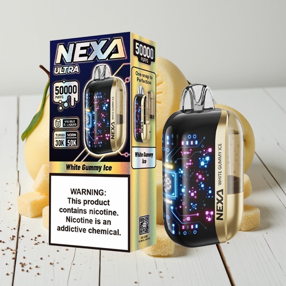 NEXA Ultra 50K Vienkartinis Veipas Baltasis Guminukas Ledas | 20ml, 800mAh, 5% Nikotino