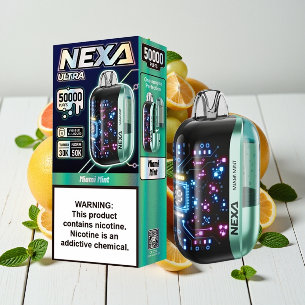NEXA Ultra 50K Vienkartinis Veipas Majamio mėta – 20ml, 800mAh, 50K pūkštelių, 5% nikotino