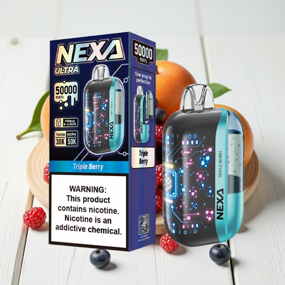 NEXA Ultra 50K Vienkartinis Veipas Trijų Uogų, 20ml, 800mAh, 5% Nikotino