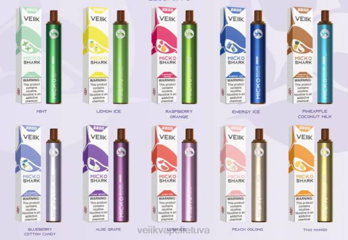 VEIIK Vape Price | VEIIK Micko Shark 2200 išpūtimų vienkartinis vape rašiklis 10vnt kelių skonių 2DNR53
