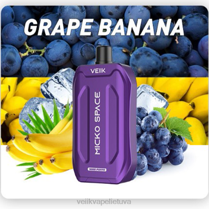 VEIIK Vape Review | VEIIK Micko Space vienkartinis vape 7000 įpūtimų vynuogių bananas 2DNR35